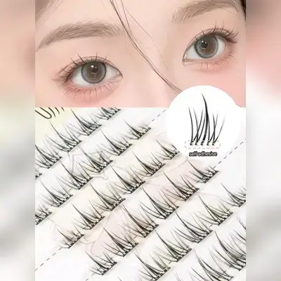 36pcs Glue-Free Eyelashes, 3-Piece Slouchy Segmented Eyelashes