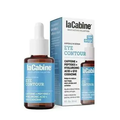 LA CABINE EYE CONTOUR SERUM 30 ML/سيروم لاكابين المضاد للانتفاخات والتجاعيد لمنطقة تحت العين بالكافيين يحتوي على ببتيد Q10 وحمض الهيالورونيك