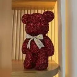Crystal Teddy Bear - Dark Red