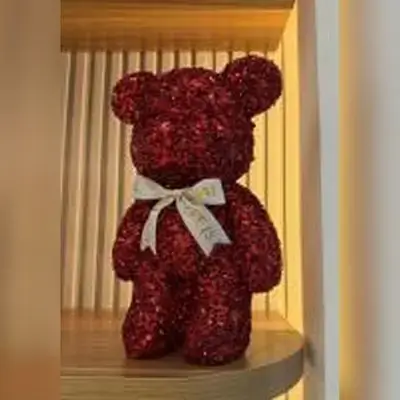 Crystal Teddy Bear - Dark Red