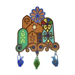 Large Hand-Painted Wooden Wall Hanging