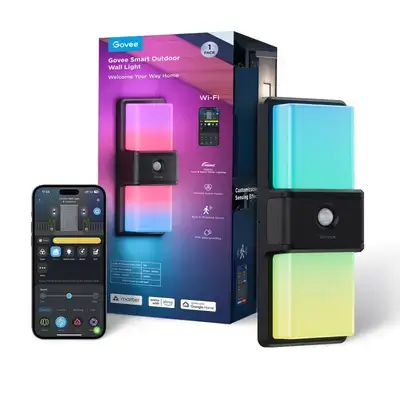 Govee Smart Outdoor Wall Light with RGBIC Multicolor Effects (Model H7078BD1)