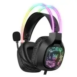 ONIKUMA X22 Wired Gaming Headset – Black (RGB Headband Lighting, USB & 3.5mm Connection, 1.8m Cable)