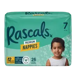 Rascals Premium Baby Tape Diapers Size 7 +17Kg 26 Count