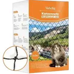 NieKilig Cat Net for Balconies Wire Reinforced, 4 x 3m
