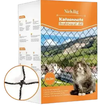 NieKilig Cat Net for Balconies Wire Reinforced, 4 x 3m
