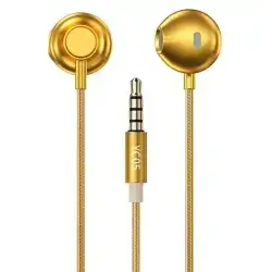 Wired earphone, WK Design, With remote and microphone, 3.5 mm mini jack, Gold