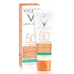  فيشي كابيتال سوليل واقي الشمس غير اللامع 3 في 1 بعامل حماية من الشمس 50//Protector Solar Vichy Capital Soleil Matificante 3 en 1 SPF 50
