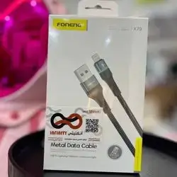 Foneng / lightning /all compatible metal weaved rainbow light Material Aluminum nylon weaved/black