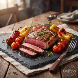 Beef Steak with Peppers and Tomatoes