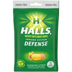 Halls Defense Assorted Citrus Sugar Free 25 Drops