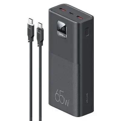 Powerbank USAMS PB68 30000mAh 65W QC 3.0 PD Fast Charge + USB-C/USB-C Cable 100W black (US-CD185)