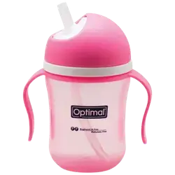 Swivel Head Drinking Bottle With Handle Easy Drinking Non-Spill Cup (3) 12M+ PINK 220ml _ Optimal