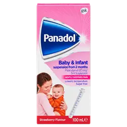 Panadol Baby & Infant 125mg/5ml Suspension from 2 Months 100ml Strawberry Flavor _ gsk