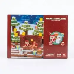 Minecraft-Style Magnetic Building Cubes Set – New Year's Cottage Edition (100 Pieces, Model T113-NYC)