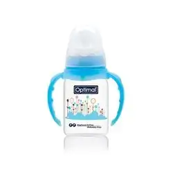 Orthodontic Cleft Lip Narrow Neck Feeding Bottle 140ml (+0) with Handle - Blue
