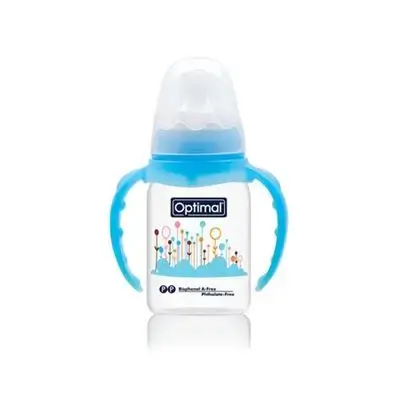 Orthodontic Cleft Lip Narrow Neck Feeding Bottle 140ml (+0) with Handle - Blue