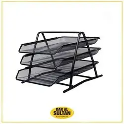 Sliding Wire Mesh 3 -Tier File Desk Letter Office Stackable Document Paper Desk Organizer