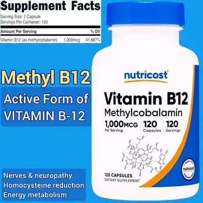 Nutricost, Vitamin B12, Methylcobalamin, 1000mcg, Methyl B12, methylated vitamin B12, Active and Ready to use form, 120 Caps Methyl B12 