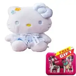 KT Cat Plush Toy, 65 Cm KT Cat Plush Dolls, Cute Anime Plush Toy, Soft KT Cat Plush Toy, For Children Party Gifts ( Blue ) + Hair Dryer Happy Girl Pink