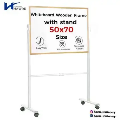 wooden White Board & Stand 70 × 50