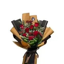 Red Rose And Gypsophila Bouquet
