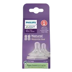 Avent Natural Response Teats Flow 6 Thick Feed 2Pcs _ PHILIPS