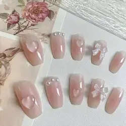 10 Pieces Of Medium And Long T-Shaped Handmade Fake Nails