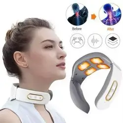 Intelligent cervical spine massager Body material ABS/ Net weight 330g/ Voice version 6 modes(automatic/acupuncture/massage/shiatsu/kneading/hammering) Battery capacity :1000mAh/ Charging time 2-3 hours/Timing 15 minutes