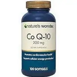 Nature's Wonder CoQ10 Supplement - CoQ10 200mg Softgels to Support Heart Health, Cardiovascular Function, and Cellular Energy Production, 120 Softgels, 120 Days Supply