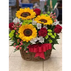 Basket of Sunflowers