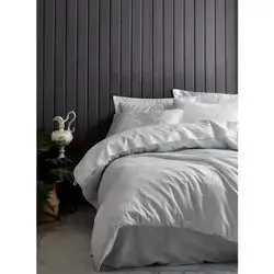 Leaf - Ice Blue Satin Double Quilt Cover Set 200*220CM