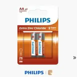 Philips Extra Zinc-Chloride AA Cylindrical Batteries 1.5V Low-to-Medium Drain Battery Pack