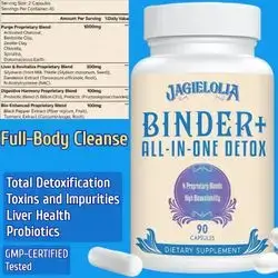 All-in-One Detox Binder, 1500 MG, Milk Thistle, NAC, Prebiotics, Turmeric, Spirulina, Chlorella, Bentonite, Zeolite, Liver Gut Detox Cleanse with Activated Charcoal, Zeolite & Bentonite Clay for Toxins, Liver, Digestive, 90 Capsules