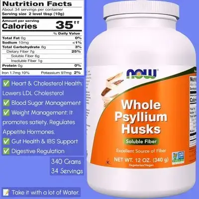 NOW Foods Supplements, Whole Psyllium Husks, Granule, Psyllium Seed Husk, Psyllium Husk, fiber, Soluble Fiber, Non-GMO Project Verified, 340g Psyllium Husk Powder