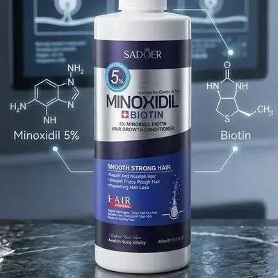 کۆندیشنەرێکی 5% مینۆکسیدل و بایۆتین کە بۆ خۆراکدانی قژ و کەمکردنەوەی ڕیشاڵی قژ و پشتگیریکردنی قژێکی بەهێزتر دروستکراوە. بلسم يحتوي على المينوكسيديل بتركيز 5% والبيوتين، صُمم لتغذية الشعر، والحد من تطايره، ودعم مظهر شعر أكثر قوة. A 5% minoxidil and biotin conditioner designed to nourish hair, reduce frizz, and support stronger-looking hair.