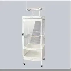 ZW-Dong Large Family Glass Bird Cage with Space Shelf, Luxury Pet Parrot Cage, Metal Decorative Cage, Clear Glass Cage, Bird Feeder/Cages (Color: White, Size: Height 175*Front Width 60cm)