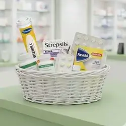 1 packet Strepsils extra +1 panadol (cold&flu)day +1 vitamin C effervescent