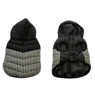 Dog jacket puffer black/white S
