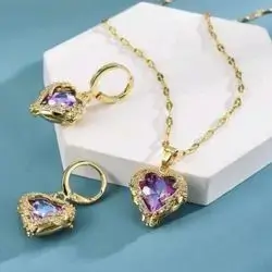 1pc Fashionable Rhinestone Heart Stainless Steel Necklace For Women,