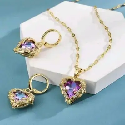1pc گۆرەوی پۆڵا ستانلێس دڵی ڕینستۆنی مۆدێرن بۆ خانمان، 1 جووت گوارەی