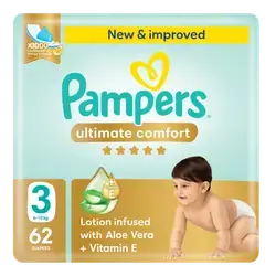 Diapers Pampers Ultimate Comfort Mega Pack, Size 3, 6-10kg, 62 Pieces