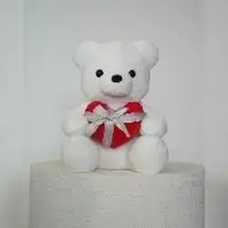 White Teddy Bear with Red Ribbon