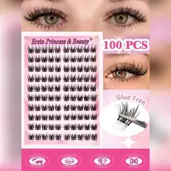 100pcs Self-Adhesive False Eyelash Clusters, 11-13mm Mixed Length