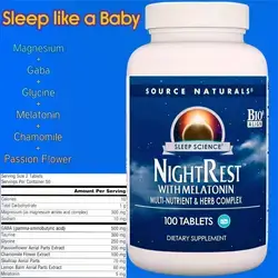 Sleep Science NightRest with Melatonin - BioAligned MultiNutrient & Herb Complex & Magnesium & Gaba & Glycine & Chamomile for Sleep & Rest & Relaxation Support - 100 Tablets