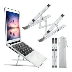 Jertech Aluminum Laptop Stand (Silver, Red Accents, 2X)