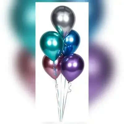 Silver, Blue, Turquoise, Copper & Purple Standard Helium Balloon Group – 5 Balloons