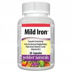 Webber Naturals Mild Iron 28mg Ferrous Bisglycinate 30 capsules