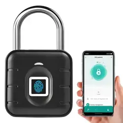 Fingerprint Padlock - Keyless Smart Bluetooth Black Lock with App Control