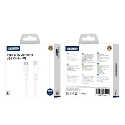 JELLICO cable B1- Lightning-PD 20W 1M